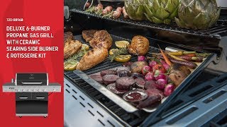 Nexgrill DEluxe 6Burner Gas Grill w Ceramic Searing Side Burner amp Rotisserie Kit 7200896B [upl. by Nemrak]