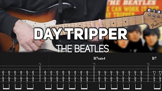 The Beatles  Day Tripper Guitar lesson with TAB [upl. by Raama]