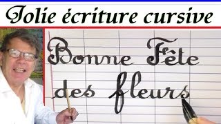 Modèle d’écriture cursive plein délié pour la fête des fleurs [upl. by Ahsienal294]