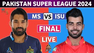 🔴Live PSL  MUL vs ISL Live  Final Match  Multan Sultans vs Islamabad United Live cricketlive [upl. by Oilalue]