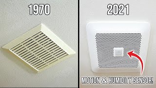 How To Replace And Install A Bathroom Exhaust Fan To A Quiet Motion Sensor Exhaust Fan DIY Tutorial [upl. by Jacquie244]