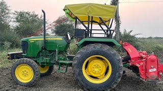 Rotavator working with John Deere 5210 heavy work [upl. by Rozella]