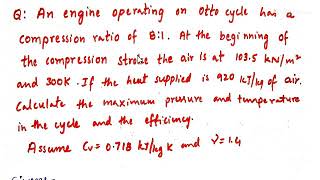 Problem on Otto cycle Thermodynamics Thermal Engineering [upl. by Notrub]