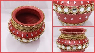 How to Decorate Pot at home I Matki decoration I Indian Festival I Creative Diaries [upl. by Alol]