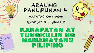 Araling Panlipunan 4 MATATAG Curriculum Quarter 4  Week 3 Lesson Slides [upl. by Sulecram118]