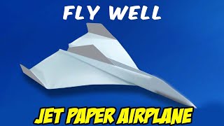 best paper airplane Jet fly far Fast  How to make a paper plane Easy step by step [upl. by Niattirb]