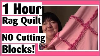 1 Hour Rag Quilt  NO Cutting Blocks  Easy Quilt Tutorial [upl. by Telfore195]