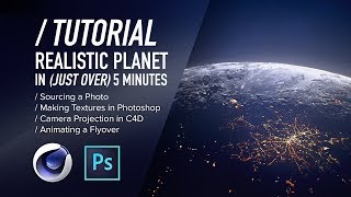 C4D TUTORIAL  UltraQuick Realistic Planets Cinema 4D [upl. by Pieter395]