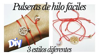 💜3 PULSERAS de hilo FÁCILES  PULSERAS de hilo ROJO DIFERENTES 2020 [upl. by Pack463]