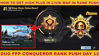 How to get high plus in livik map in rank push  Duo fpp conqueror rank push 12  bgmi rank push [upl. by Sathrum]