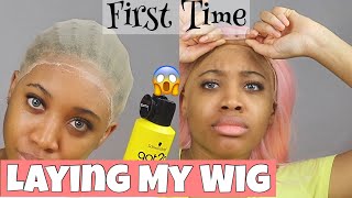 FIRST TIME Synthetic Hair Lace Wig Install Using GOT2B GLUED  HIT or MISS [upl. by Colb]