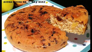 TARTA DE MANZANA PASAS NUEZ AVENA Y SIN HORNO HUMEDA Y DELICIOSA [upl. by Fiedling]