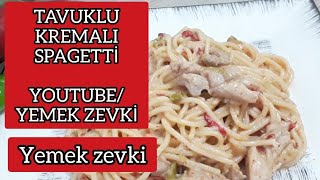 Kremalı tavuklu spagetti nasıl yapılır  İtalyan makarnası  Yemek zevki [upl. by Eannaj182]