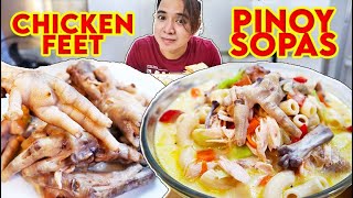 ASMR MUKBANG RECIPE  PINOY CHICKEN SOPAS WITH CHICKEN FEET [upl. by Yelad652]