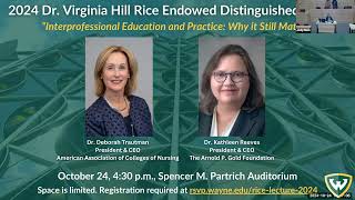 2024 Dr Virginia Hill Rice Endowed Distinguished Lectureship [upl. by Janik]