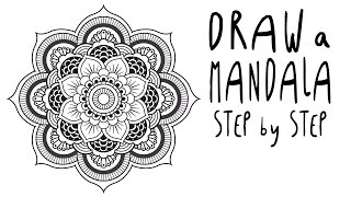 How to draw a MANDALA step by step for BEGINNERS EASY [upl. by Zetes956]