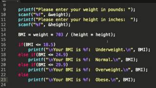 Programming in C Calculate BMI [upl. by Helbona213]