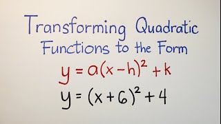 Transforming Quadratic Function to Vertex Form y  ax  h²  k Grade 9 Math [upl. by Feriga]