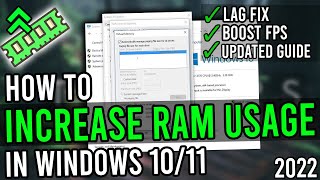 🔧 How To Increase RAM UsageVirtual Memory In Windows 1011  Boost FPS amp Reduce LAG 2022 [upl. by Sheeran571]