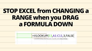 How to stop excel from changing a range when you drag a formula down  Fixing a Range example [upl. by Skoorb]