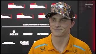 Oscar Piastri Post FP2 Interview  Singapore GP24 [upl. by Nnod]