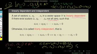 Linearly Independent and Dependent Set  S1  LA15 [upl. by Eicyal]