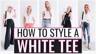 5 Ways to Wear Your Basic White TShirt  Styling the Basics 5 [upl. by Anyrtak]