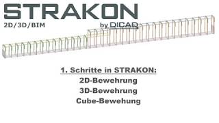 1 Schritte STRAKON 2019  Bewehrung 2D3DCube  BIM Bewehrungsplanung [upl. by Moffat]