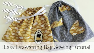 Easy Drawstring Bag Sewing Tutorial [upl. by Nangem462]