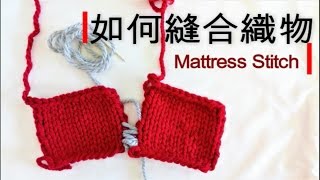 如何縫合織物 Mattress Stitch 毛線編織教學 [upl. by Asirahc]