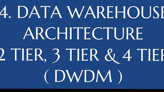 4 Data Warehouse Architecture  2 tier 3 tier 4 tier Architectures DWDM [upl. by Hiltner]