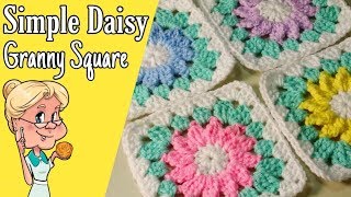 Simple Daisy Granny Square  Crochet Tutorial  FREE PATTERN [upl. by Teplica]