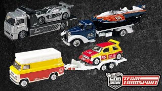 Hot Wheels Team Transport Sets 47 48 49  MG Metro 6R4 HW Classic Hydroplane amp AMG GT3 UNBOXING [upl. by Eilime]