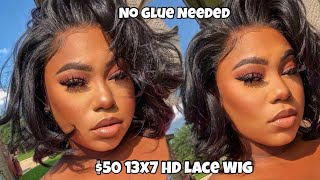 🙅🏽‍♀️Glue Plucking  Bobbi Boss Synthetic Hair 13x7 Glueless HD Lace Frontal Wig  MLF602 NATALIA [upl. by Saks243]