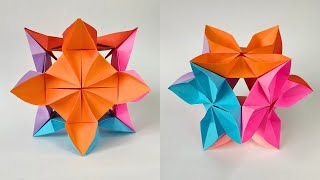 Origami FLOWER KUSUDAMA  How to make a paper kusudama [upl. by Nilkcaj]