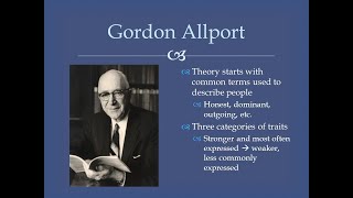 Gordon Allport Trait Theory Theories of personality lecture by Dr Anjum Ara 23 May 2021 part 1 [upl. by Ecnerat]