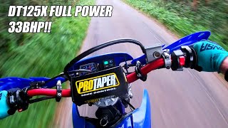 DT125X 2006  SUPERMOTO 33BHP FULL POWER Pov [upl. by Enait549]