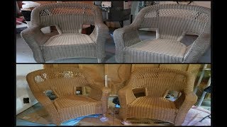 How to Paint Wicker Chairs  DIY with My Mom [upl. by Navanod]