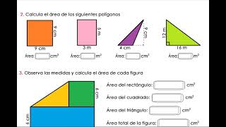 ÁREA Y PERÍMETRO DEL CUADRADO RECTÁNGULO Y TRIÁNGULO [upl. by Derk]