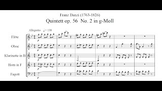 Franz Danzi  Wind Quintet op 56 no 2 with Score [upl. by Ardnahc]