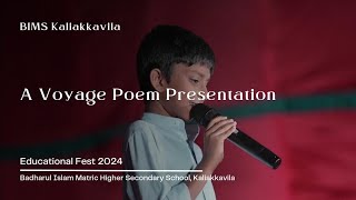 A Voyage Poem Presentation by Imtiaz Ahmad 4th std  Education Fest 2024  BIMS Kaliakkavila [upl. by Iah]