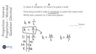 Proportion Inverse Proportion – Worded Question Decimal Answer Grade 5  GCSE Maths Revision [upl. by Enybor]