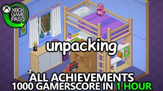 Unpacking  All Achievements  1000 Gamerscore in 1 Hour  Xbox Game Pass [upl. by Aitenev727]