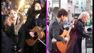 Celebrities Surprising Street Performers By Singing With Them [upl. by Neeham]