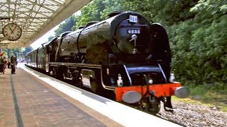 LMS 6233 Duchess of Sutherland Steam Train Passing PoultonleFylde Station 2010 HD [upl. by Kealey]