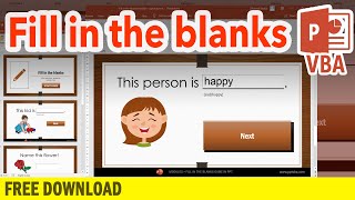 How to create FILL IN THE BLANKs in PowerPoint  Interactive Game PPT VBA Tutorial [upl. by Livingston]