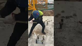 Installation process of tower crane base bolts [upl. by Sokil]