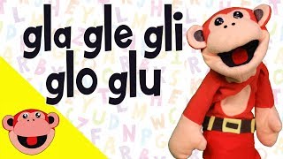 Silabas gla gle gli glo glu El Mono Silabo Canciones infantiles [upl. by Werra184]