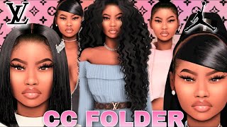 ✨ URBAN BLACK GIRL CC FOLDER amp SIM DOWNLOAD  HAIR EDGES LVMORE  SIMS 4 LOOKBOOK [upl. by Orion61]