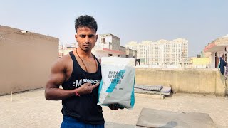 Myprotein Impact Whey Protein 25 kg 55 lb Banana full hindi review video  raju baidya [upl. by Newlin]